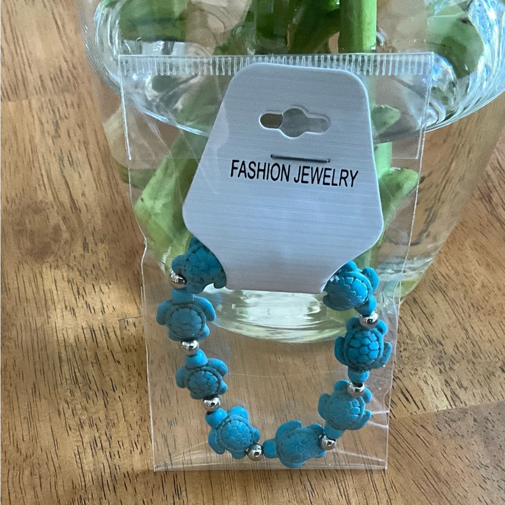 Turquoise Turtle Semi precious Stretch Bracelet
